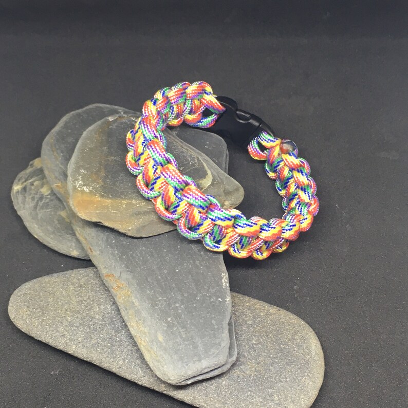 Rainbow Coloured Paracord Bracelet 7.5 Inches Etsy UK