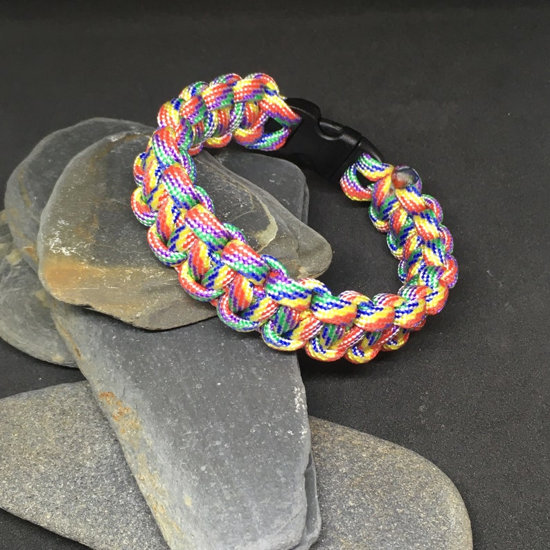 Rainbow Coloured Paracord Bracelet 7.5 Inches Etsy