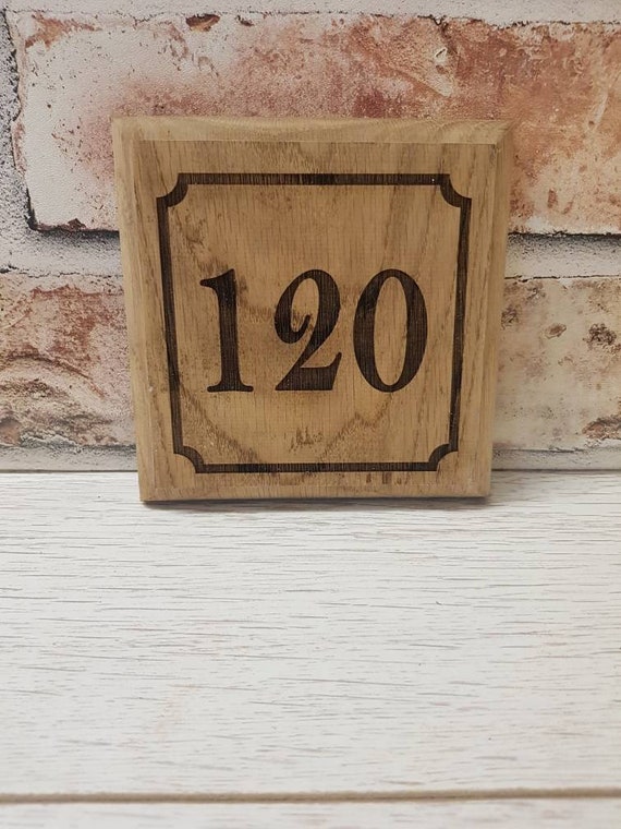 Exterior Hardwood House Number Sign Scottish Thistle Deep Carved