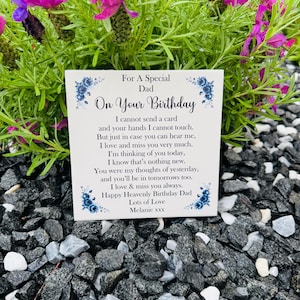 Personalised Memorial Tile: Birthday Grave Marker, Porcelain Plaque (14x14cm)