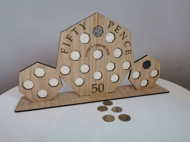 50p Coin Collection Holder Wooden Holder Personalised Coin Etsy UK