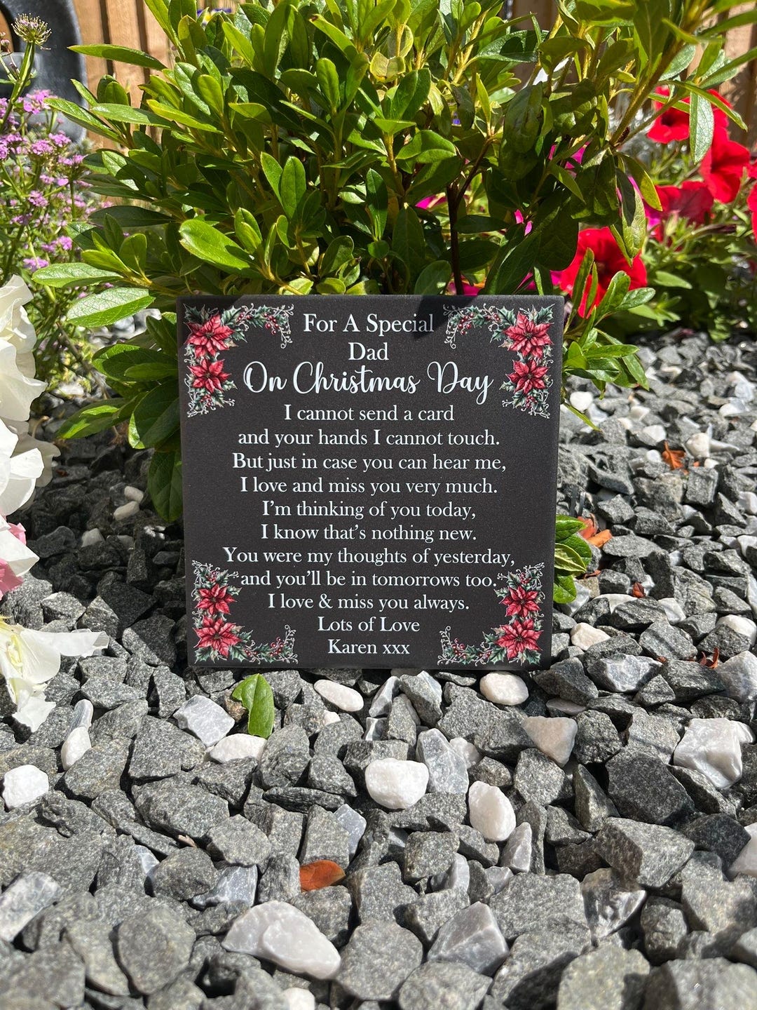 Personalised Christmas Memorial Tile: Porcelain Grave Marker, Garden Plaque (14x14cm) - Etsy UK