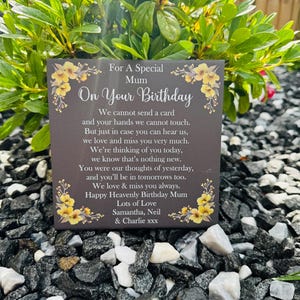 Personalised Memorial Tile: Birthday Grave Marker, Porcelain Plaque 14x14cm