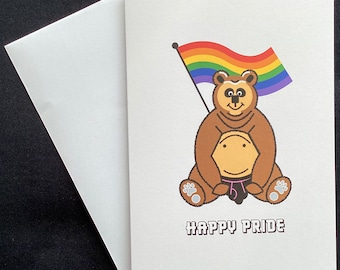 Happy Pride Card, Bear Pride Card, LGBTQ Card, Novelty Card, All Occasion Card, Illustration Card,