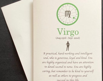 Virgo Astrology card, Virgo Birthday Card, Astrology Card, Virgo Zodiac Card