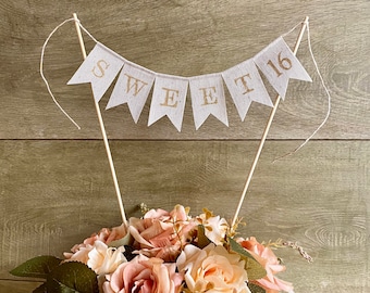 custom bunting banner burlap canvas flag cake topper personalized fabric best wishes cheers girl boy friend mini garland hand stamped name.