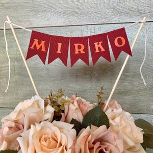 cake topper ghirlanda torta compleanno festa tema nautico marino vigile del fuoco pompiere mini banner bandierine rosse oro argento natale