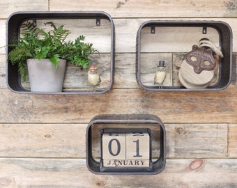 Industrial Set of 3 Wall Shelves