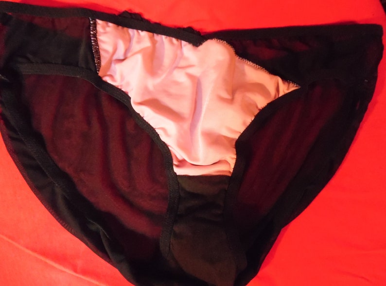 DELICATES VINTAGE Mesh Panty X-Large Black Mauve Pink Nylon Polyester Spandex Cotton *Please Read