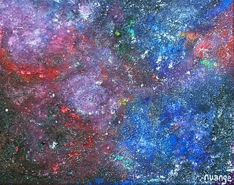 Stardust... Abstract painting canvas acrylic interior decoration on frame in coat 27x22cm 3F
