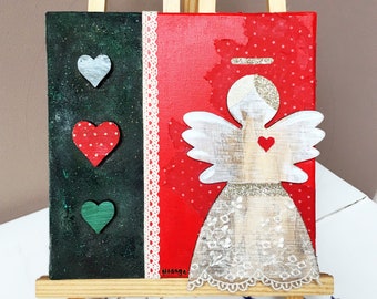 Cuadros pequeños de decoración navideña, impresiones cuadradas en lienzo, 20x20 cm