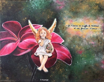 Te envío un soplo de ternura y un florecimiento de amor... Pintura acrílica sobre lienzo tensado - 41 x 33 cm