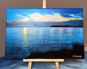 Una tarde de verano en Croacia... Pintura acrílica sobre lienzo de lino, bastidor 41x27 cm