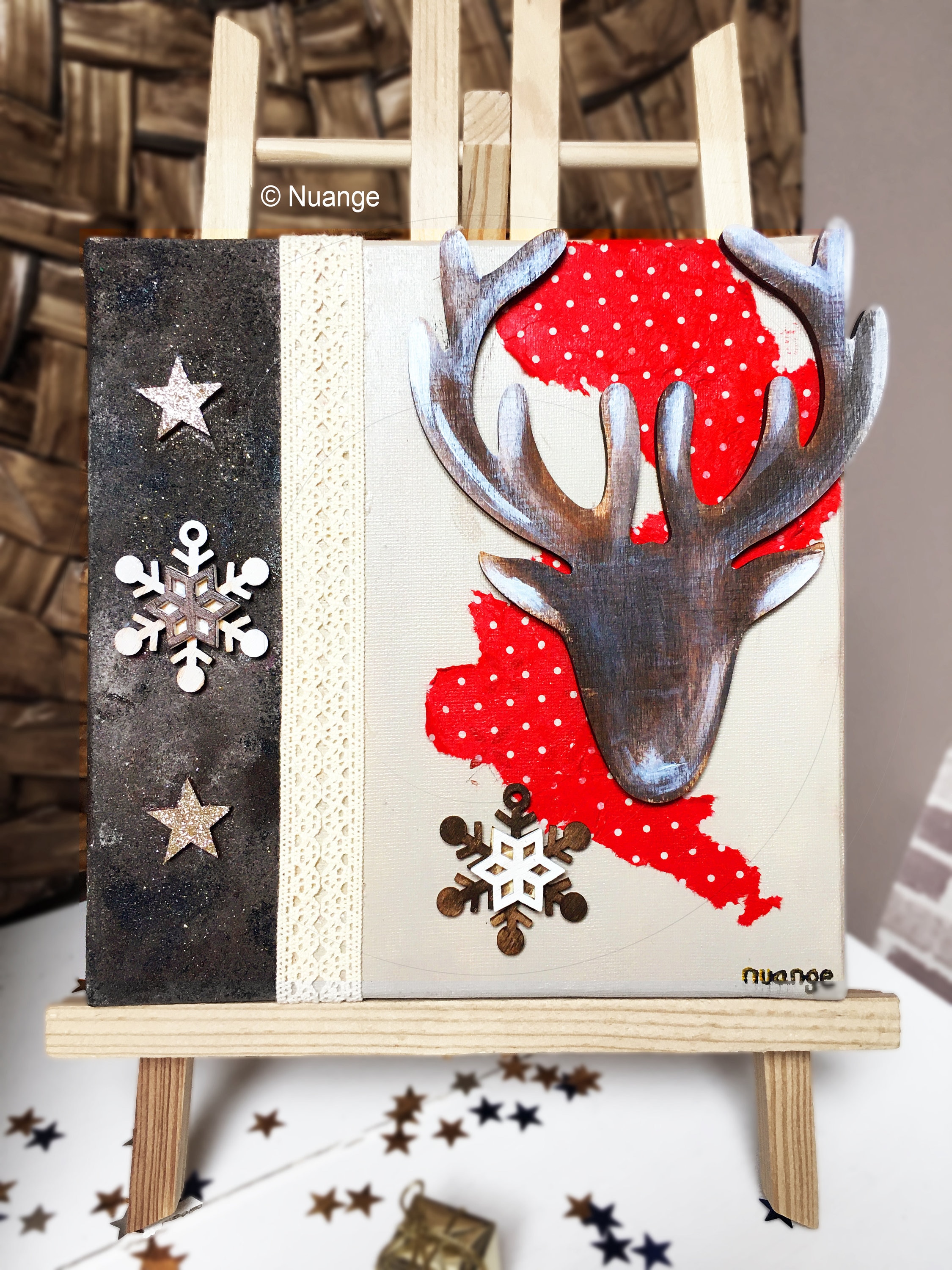 Petits Tableaux Décoration Noël Châssis Entoilés Carrée 20x20cm