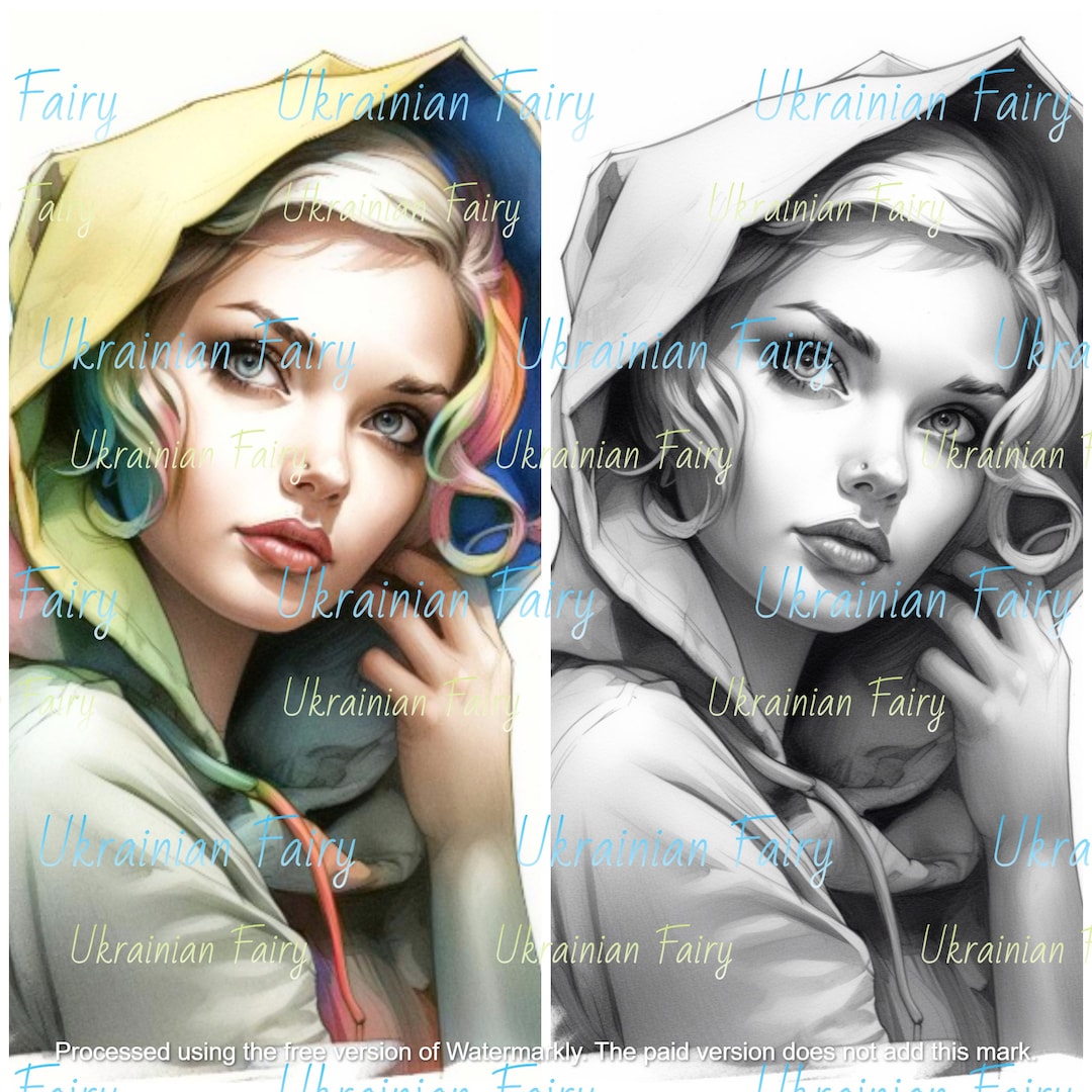 Modern Fashion Girl Hoodie Coloring Page, Adult Relaxation, Stress ...