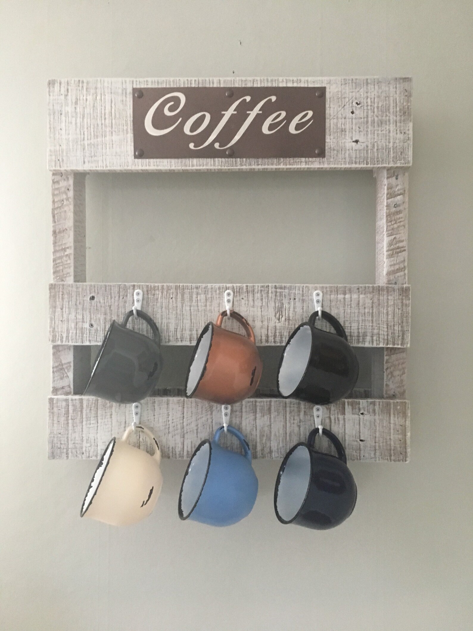 Coffee Bar Coffee Wall Rack Wood Pallet Coffee Cup Holder Etsy