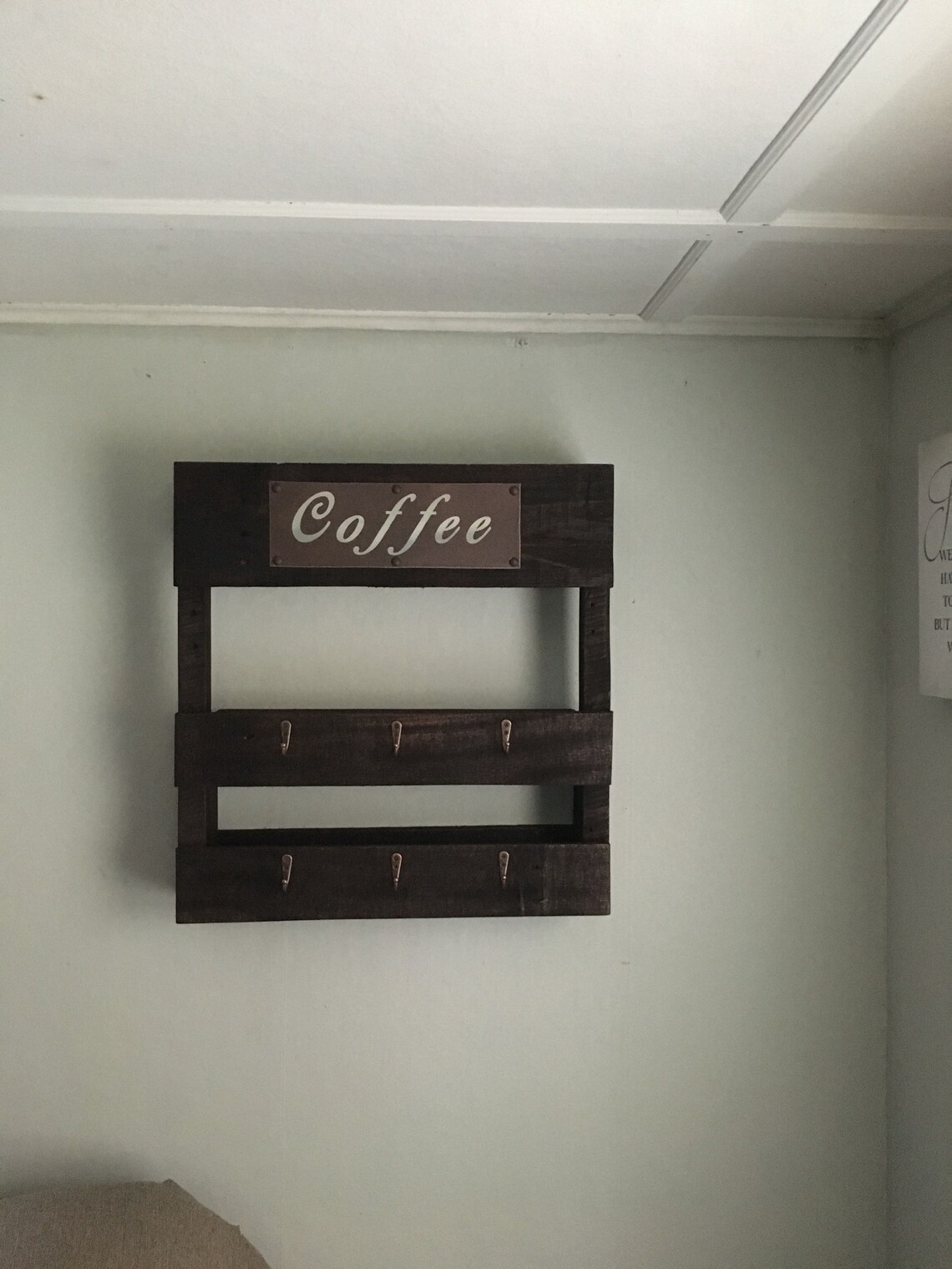 Coffee Bar Coffee Wall Rack Wood Pallet Coffee Cup Holder Etsy
