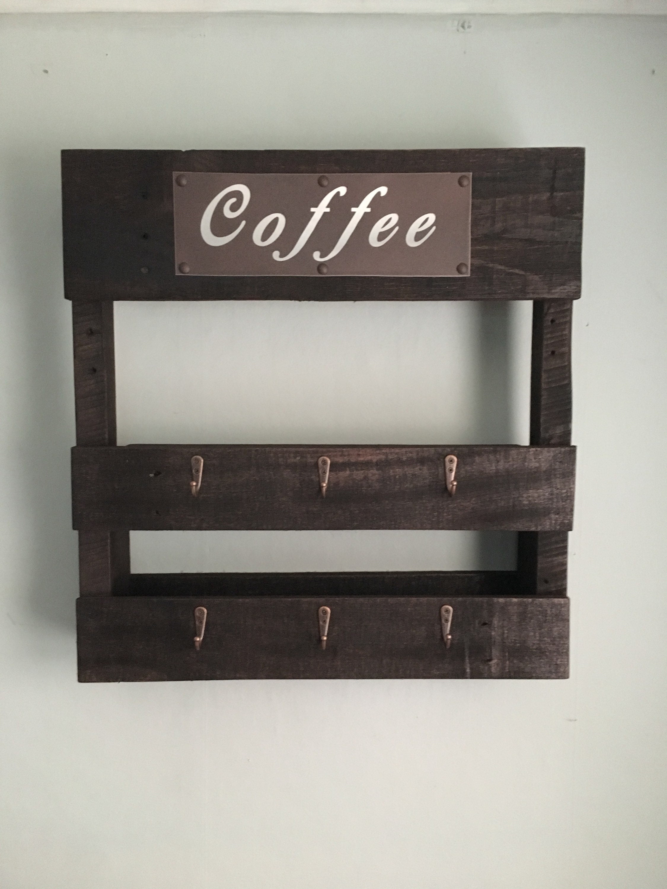 Coffee Bar Coffee Wall Rack Wood Pallet Coffee Cup Holder Etsy