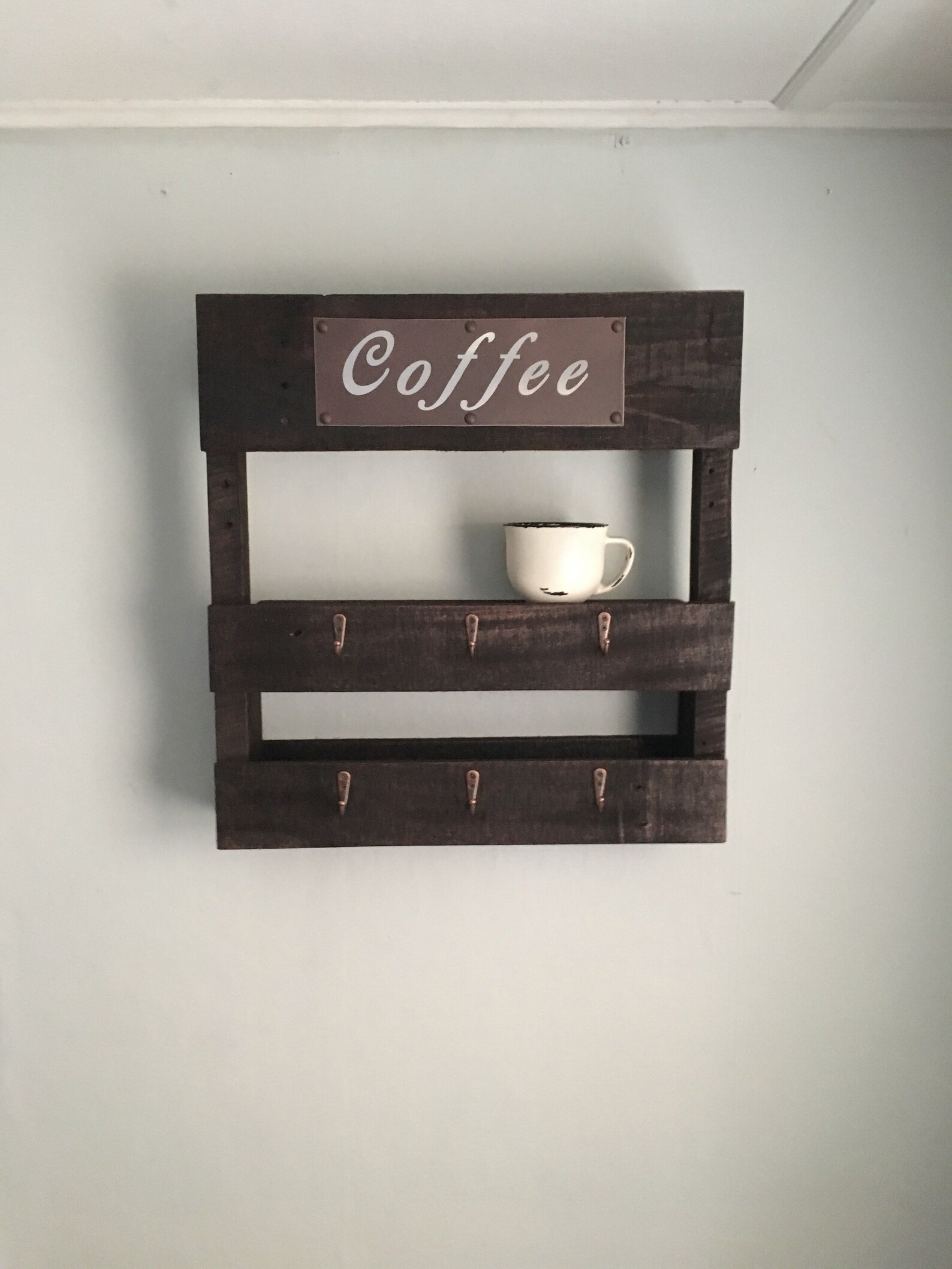 Coffee Bar Coffee Wall Rack Wood Pallet Coffee Cup Holder Etsy