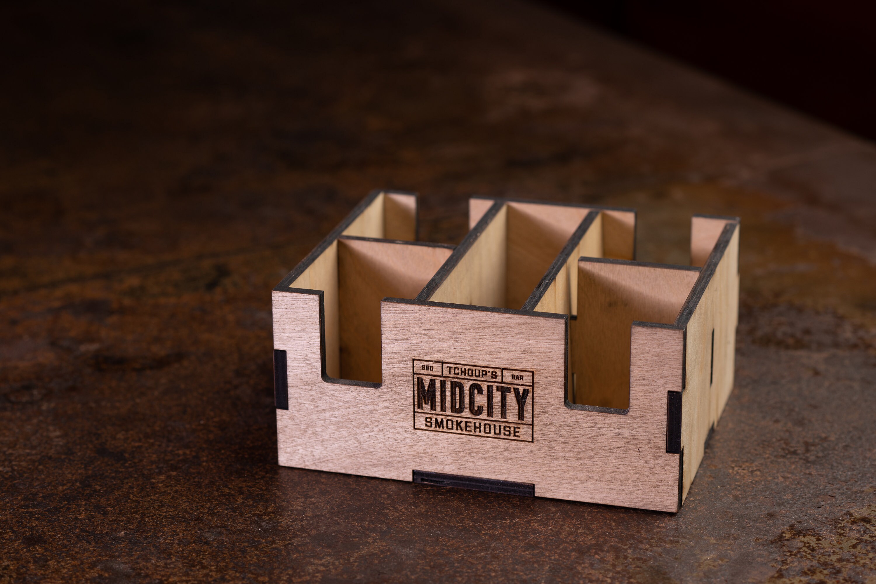 Custom Wood Restaurant Table Caddy Personalized Napkin Etsy