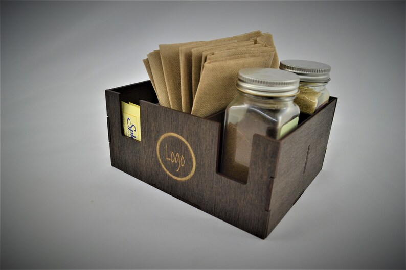 Custom Wood Restaurant Table Caddy Personalized Napkin Holder Etsy