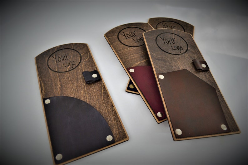 Custom Wood and Leather Check Presenter Personalized Wood and Etsy