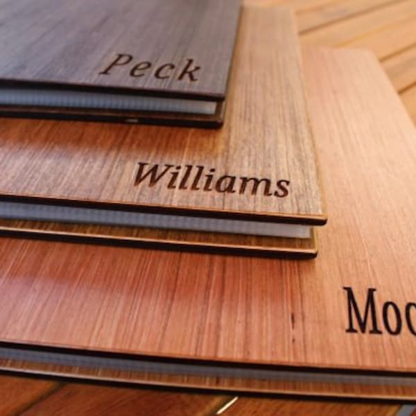 Wood and Leather Photo Album, Laser Engraved Photograph Album, Wood and Leather Family Album