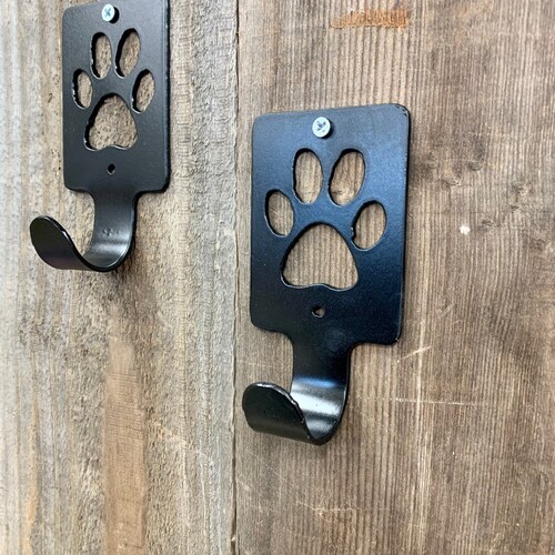 Wooden Dog Leash Hook for Wall Paw Print in Solid Color Etsy