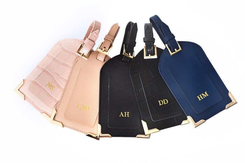 personalised leather luggage tags