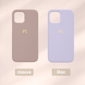 Personalized Leather Case iPhone 13, Monogram Engraved Pebble Vegan Leather Phone case, Phone case Initials Engraving, iPhone 13 Case 13 Pro image 6