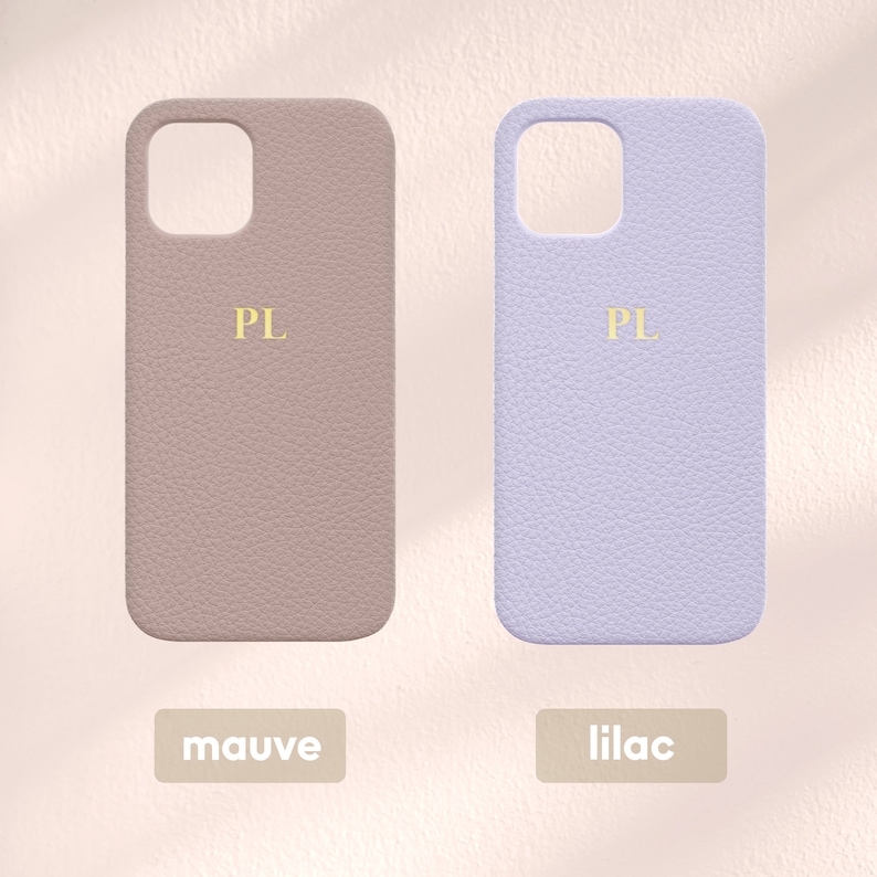 Personalized Leather Case iPhone 13, Monogram Engraved Pebble Vegan Leather Phone case, Phone case Initials Engraving, iPhone 13 Case 13 Pro 画像 6