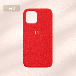 Personalized Leather Case iPhone 15, Monogram Engraved Pebble Vegan Leather Phone case, Phone case Initials Engraving, iPhone 15 Case 15 Pro image 7