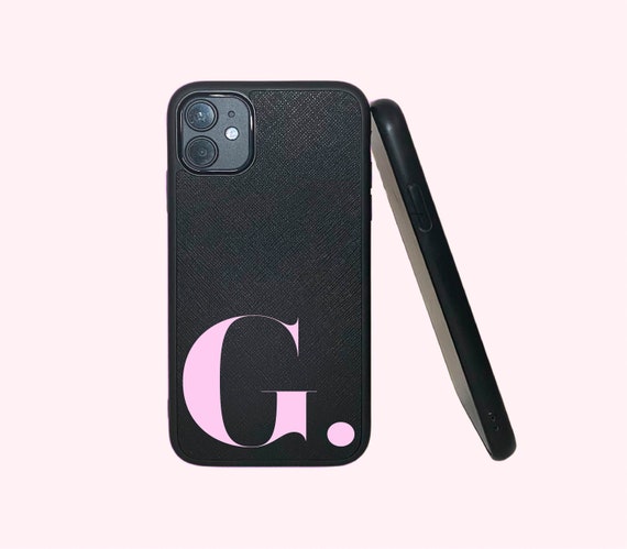 Case Leder Hülle Tasche für iPhone Monogramm Etui Cover personalisiert durch Prägung mit ihrem Namen