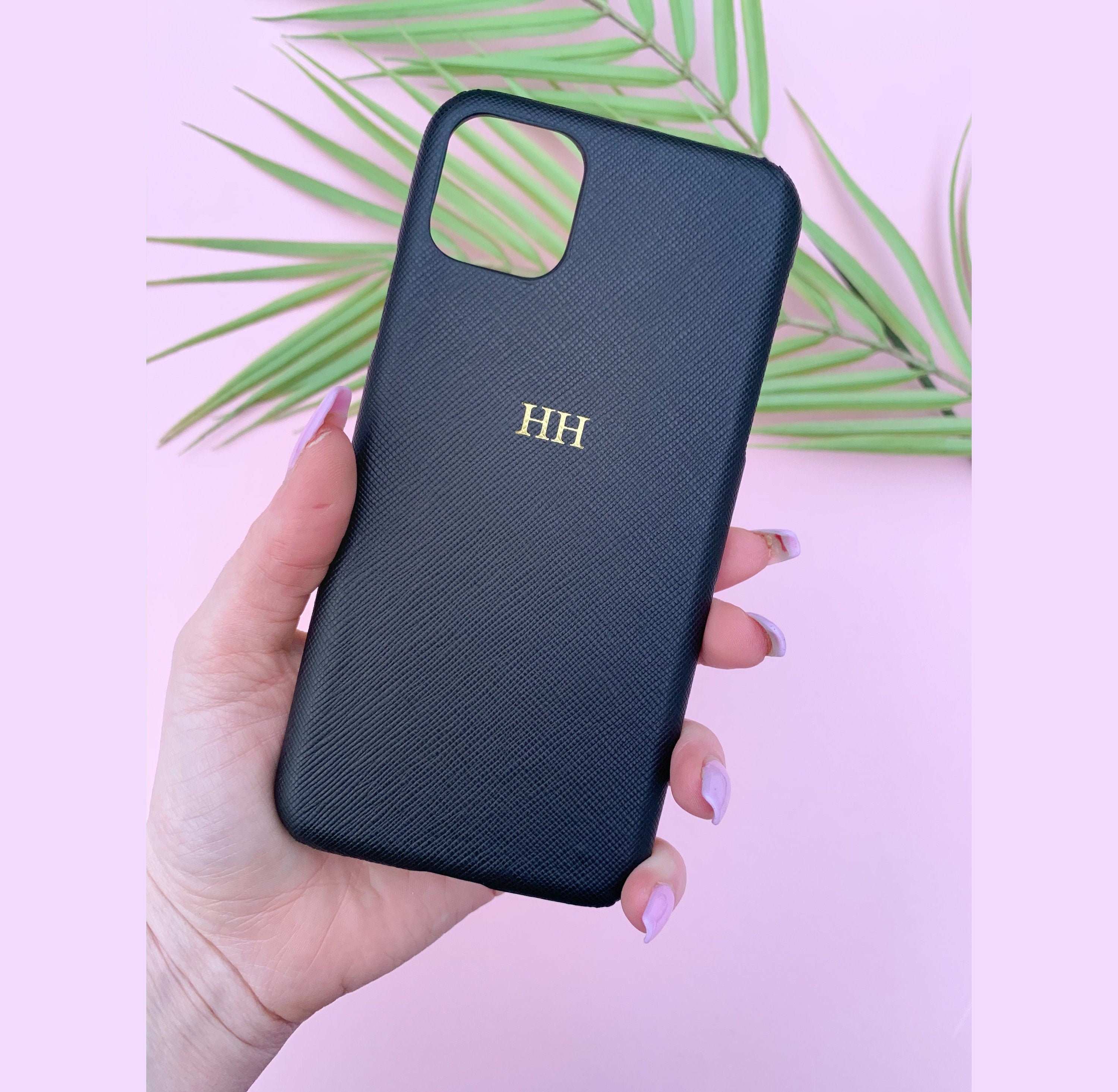 Black iPhone 11 case Personalised leather iphone 11 case Etsy