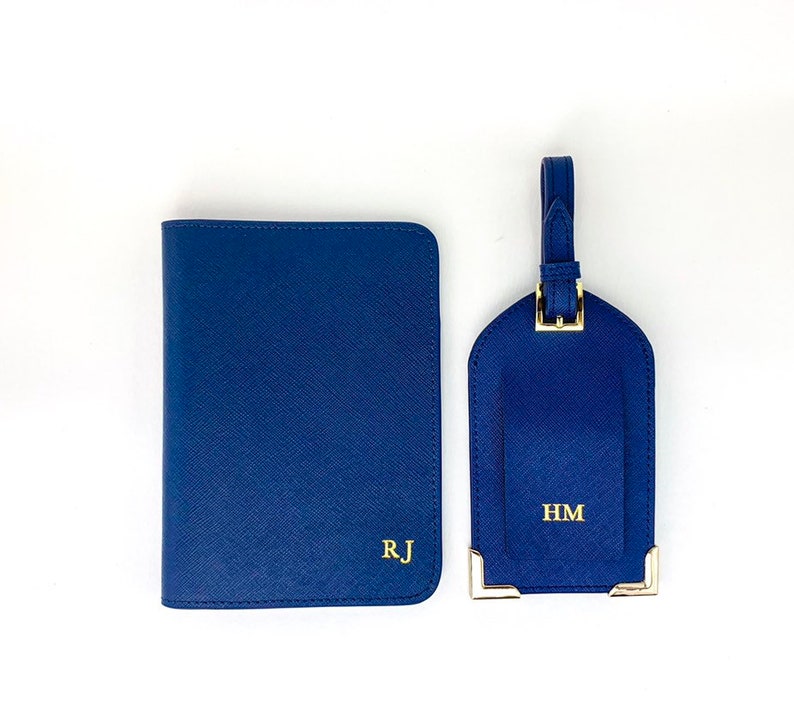 Passport Case /& Luggage Tag Set-Navy Blue