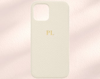 Étui iPhone crème ivoire personnalisé, étui de téléphone crème en cuir végétalien, étui de téléphone personnalisé pour iPhone 13, 13 Pro, 12, 12 Pro, 11, 13 Pro Max