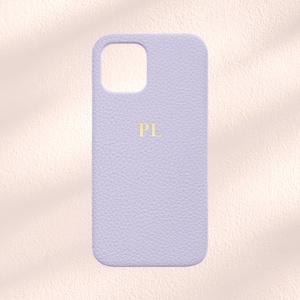 Lila iPhone-hoesje, gepersonaliseerde paarse vegan leren hoes, aangepaste telefoonhoes iPhone 13, 13 Pro, 12, 12 Pro, 11, initiële veganistische leren hoes