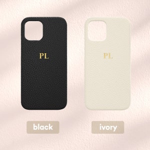 Personalized Leather Case iPhone 15, Monogram Engraved Pebble Vegan Leather Phone case, Phone case Initials Engraving, iPhone 15 Case 15 Pro image 4