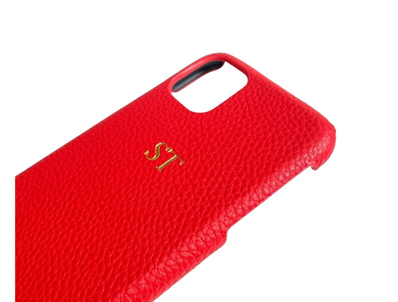 Red Pebble Leather Phone Case Embossed Personalised for Iphone Etsy
