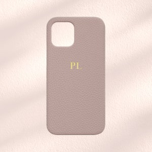 Étui pour iPhone personnalisé en cuir végétalien marron, étui pour iPhone personnalisé mauve, iPhone 13, 13 Pro, 13 Pro Max, 12, 12 Pro, 12 Pro Max, 11 monogrammes