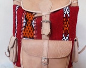 Moroccan beige color bag handmade with pure leather design carpet material