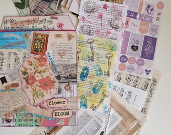 Handmade Collaged Envelope with Junk Journal supplies, book pages, musical sheets, handmade ephemera, stamped book pages, mixed variations