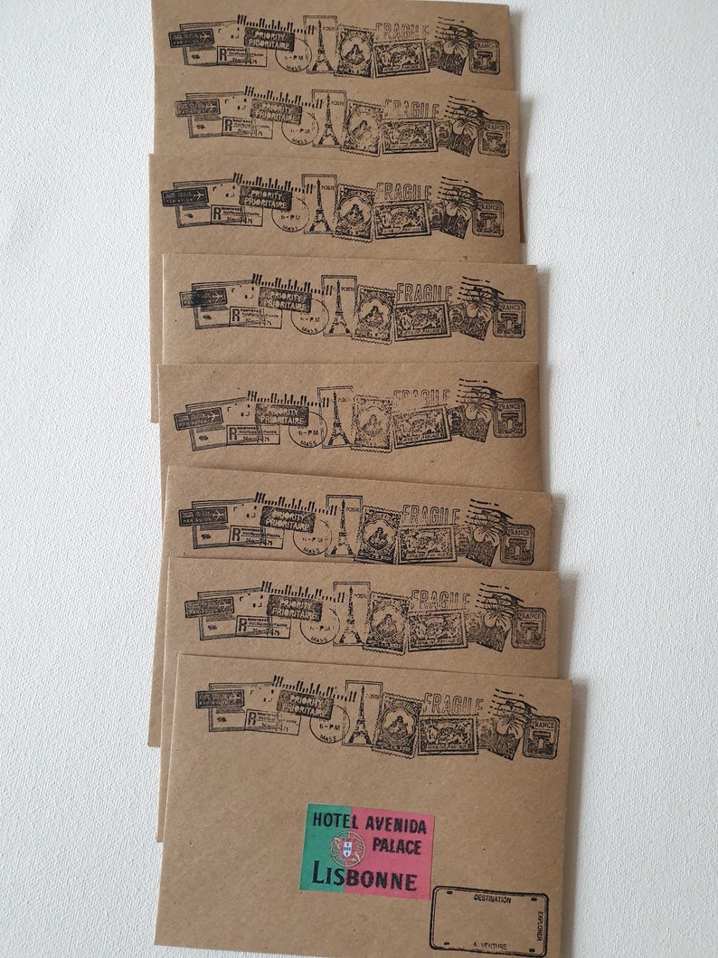 Travel Theme Envelopes SET of 8 ENVELOPES Decorated With Etsy