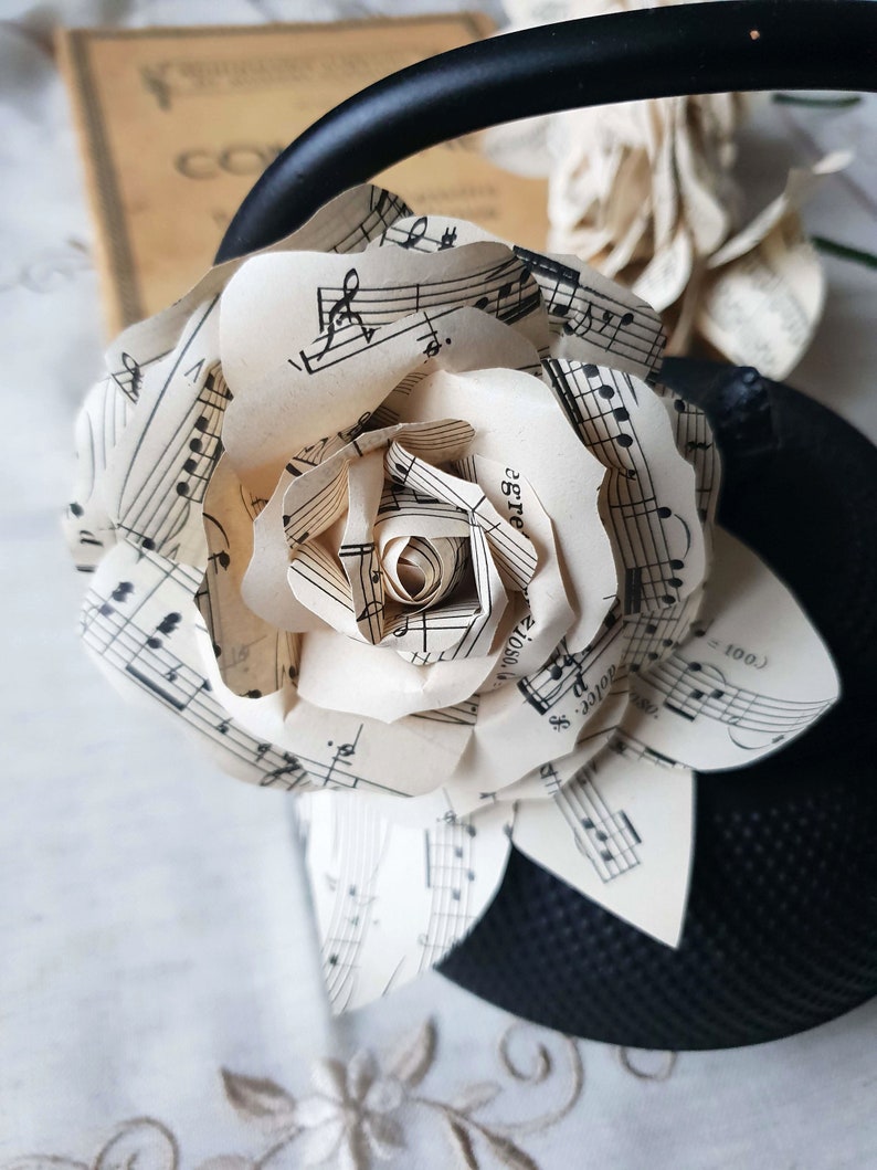 Vintage musical sheets flowers, musical sheets flowers, musical vintage wedding decor, vintage musical wedding bouquet, gift for music lover image 1