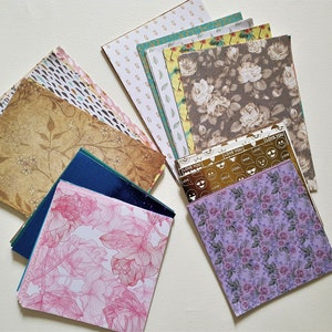 Fascio di 50 pagine di scrapbooking, cartoncino, stampe di pagine miste, varie trame e stampe, varie dimensioni, motivi di stampe miste