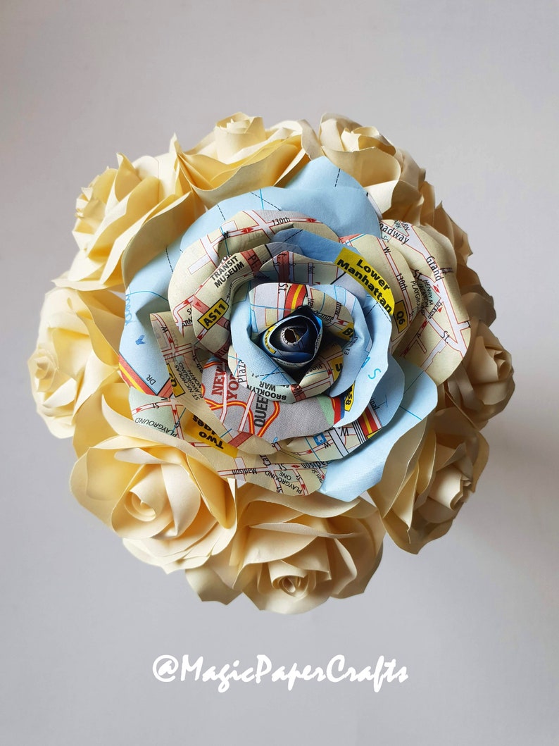 NY city map bouquet travel bridesmaid bouquet custom colours road map flower street map wedding bouquet travel theme wedding bouquet