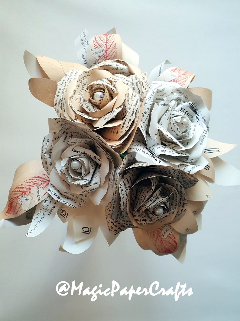 Book Paper Flowers Bouquet CUSTOM ORDER Book Page Flowers Etsy