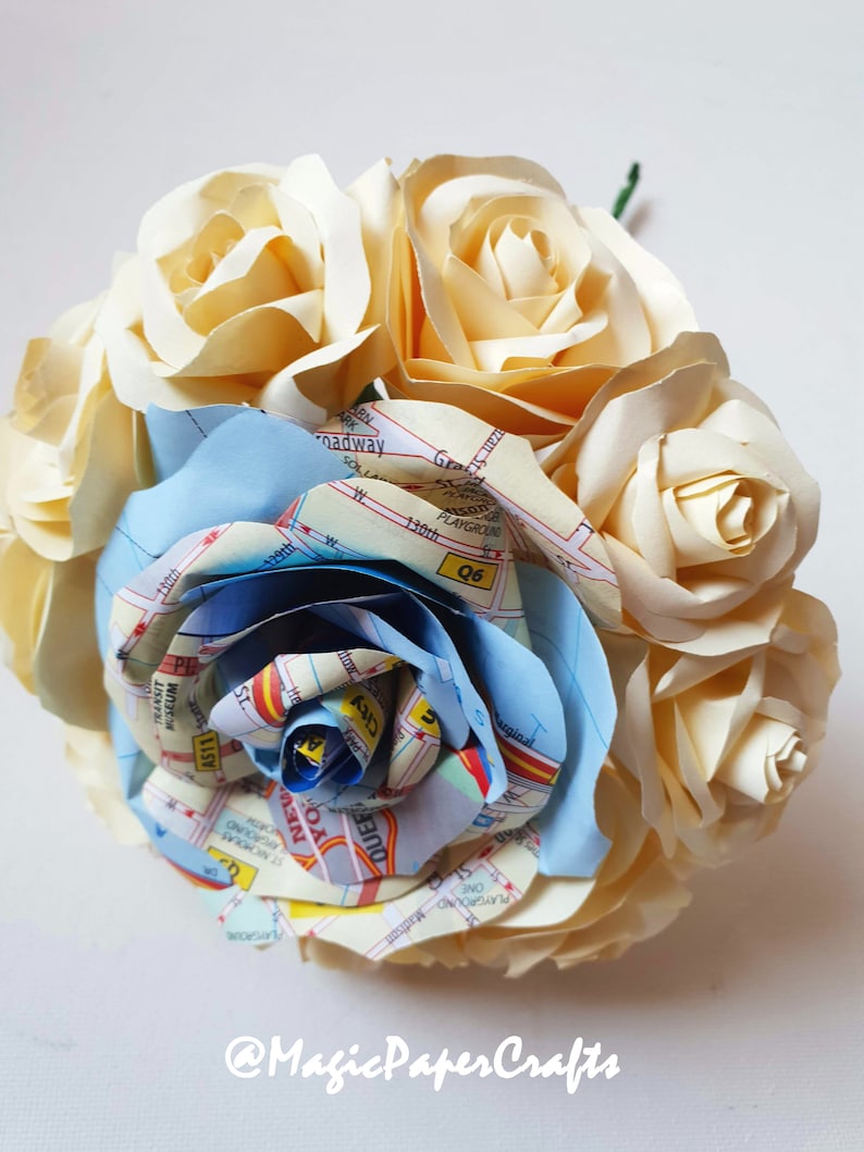 NY city map bouquet travel bridesmaid bouquet custom colours road map flower street map wedding bouquet travel theme wedding bouquet