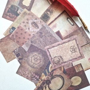 SET di 20 stampe VINTAGE incantesimi, fornitura di diario di libri magici, diario wicca, stampe di sfondo vintage, decorazione di carta wiccan