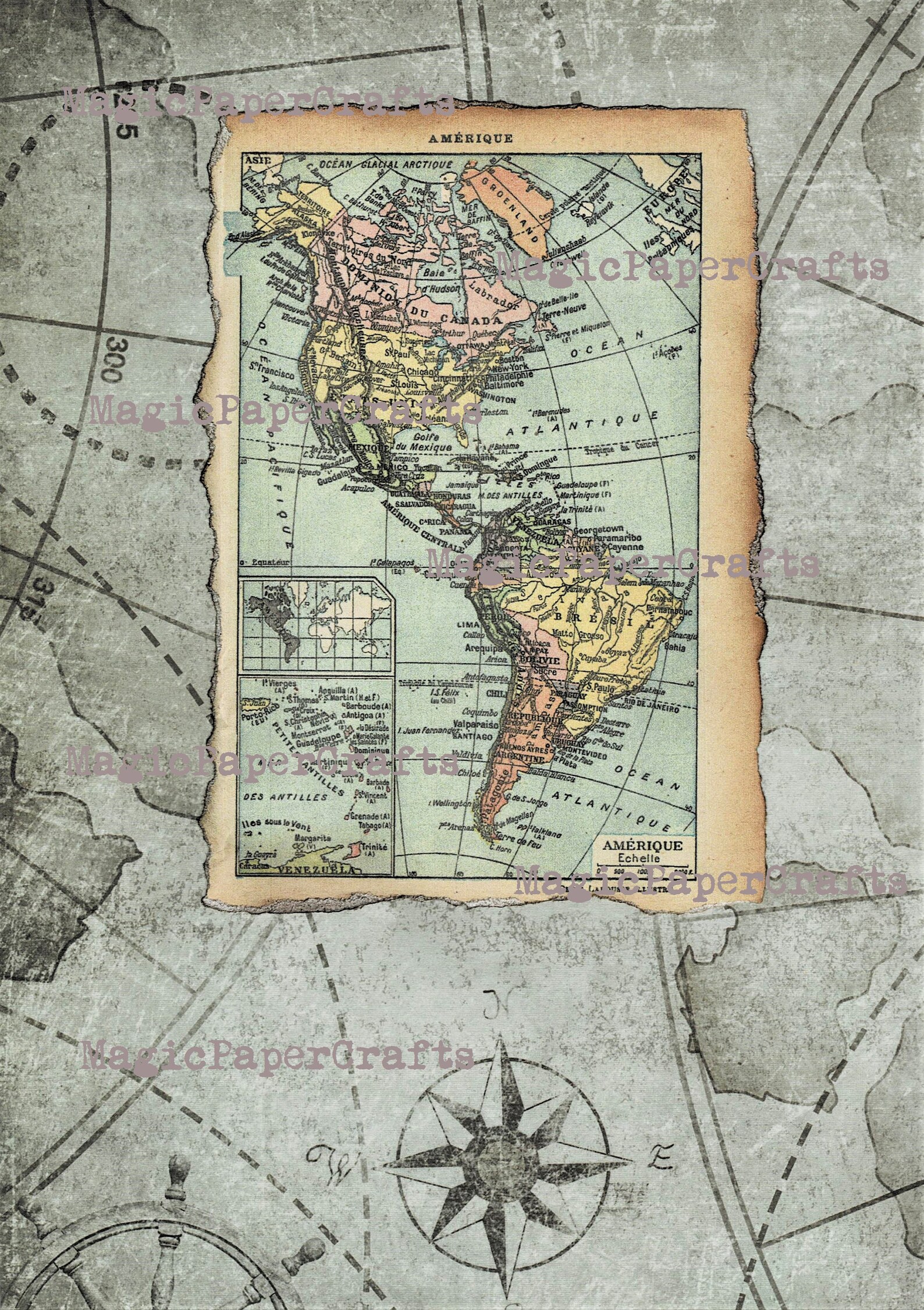 Vintage World Maps Printable Digital Kit of 6 A4 Printable | Etsy